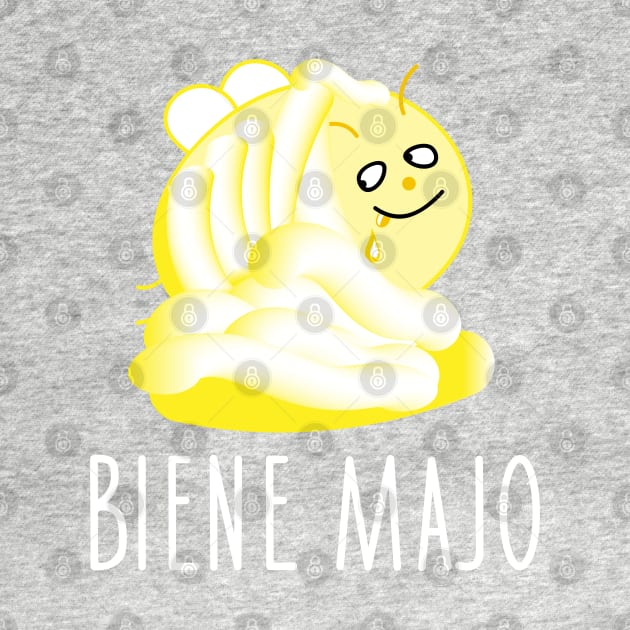 Funny bee is nibbling mayonnaise by spontania